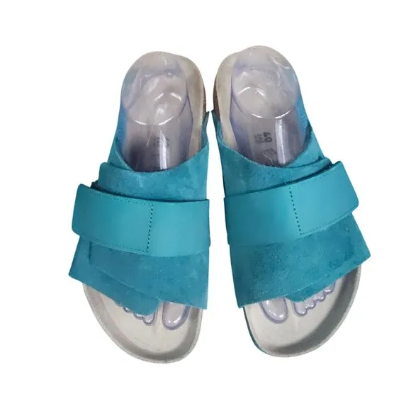 Birkenstock Womens Kyoto Suede Leather Sandals Sz 9 Deep Turquoise Adjustable
