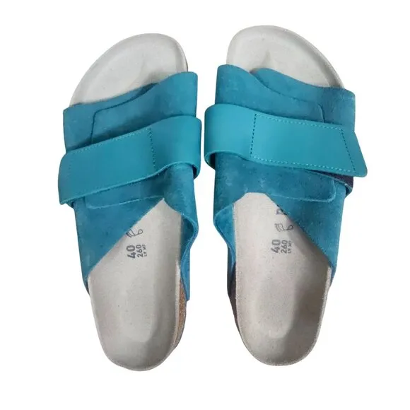Birkenstock Womens Kyoto Suede Leather Sandals Sz 9 Deep Turquoise Adjustable
