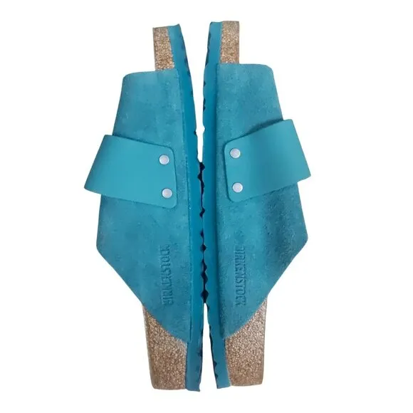 Birkenstock Womens Kyoto Suede Leather Sandals Sz 9 Deep Turquoise Adjustable