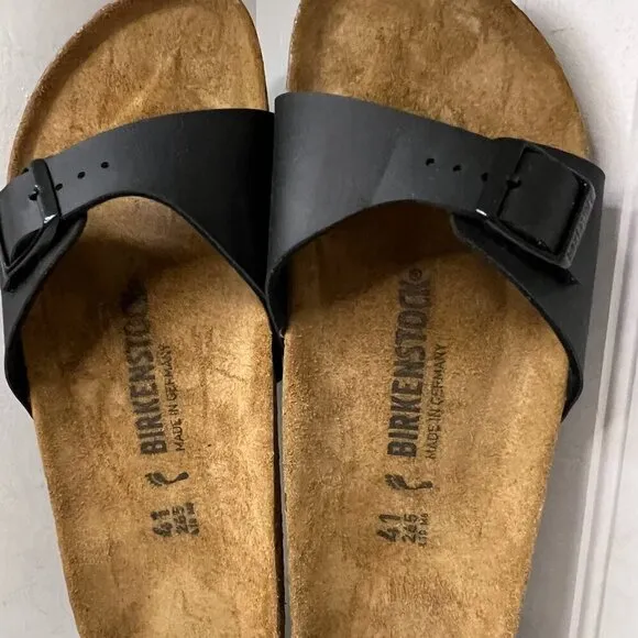 Birkenstock Womens Madrid Bs Black Slides EUR 41 (Narrow) (7752557)