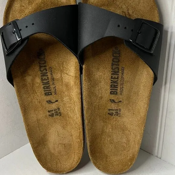 Birkenstock Womens Madrid Bs Black Slides EUR 41 (Narrow) (7752557)