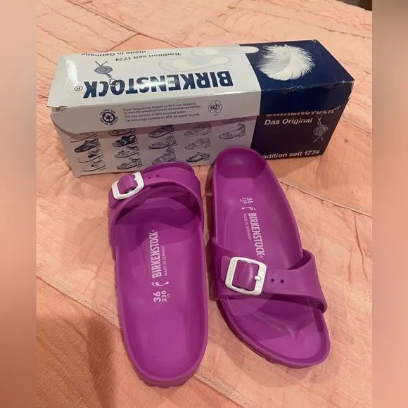 Birkenstock Womens Madrid EVA Pink Slides Sandals