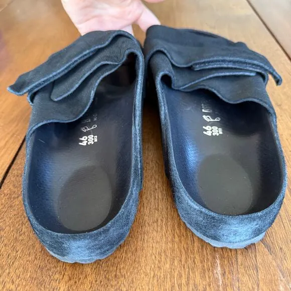 Birkenstocks Kyoto Suede Leather Sandals Exquisite Model EUC Black Box M13 EU46
