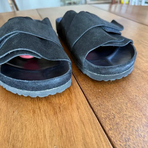 Birkenstocks Kyoto Suede Leather Sandals Exquisite Model EUC Black Box M13 EU46