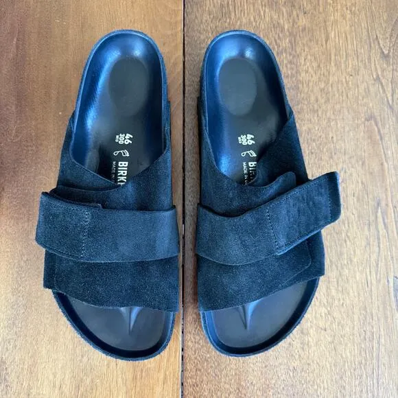 Birkenstocks Kyoto Suede Leather Sandals Exquisite Model EUC Black Box M13 EU46