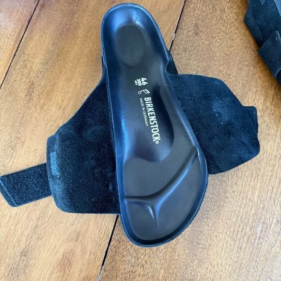 Birkenstocks Kyoto Suede Leather Sandals Exquisite Model EUC Black Box M13 EU46