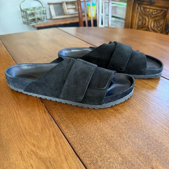Birkenstocks Kyoto Suede Leather Sandals Exquisite Model EUC Black Box M13 EU46