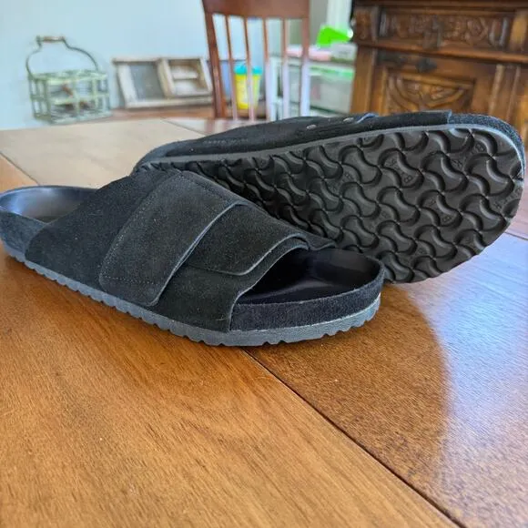 Birkenstocks Kyoto Suede Leather Sandals Exquisite Model EUC Black Box M13 EU46