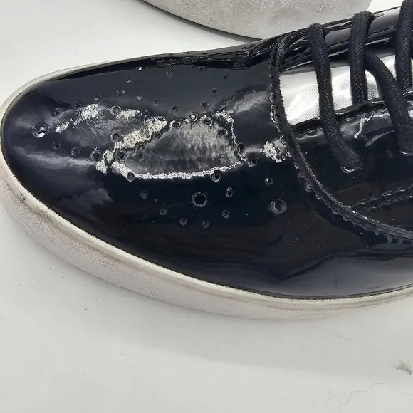 BlackStone NL41 Patent Leather Lace Up Sneakers Platform Shoes Womens Size 37