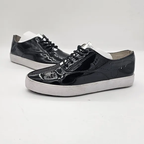BlackStone NL41 Patent Leather Lace Up Sneakers Platform Shoes Womens Size 37