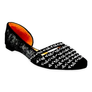 Black Suede Leather Cut Out  Pointed Toe Ballet Slip Ons Loafers NEW
