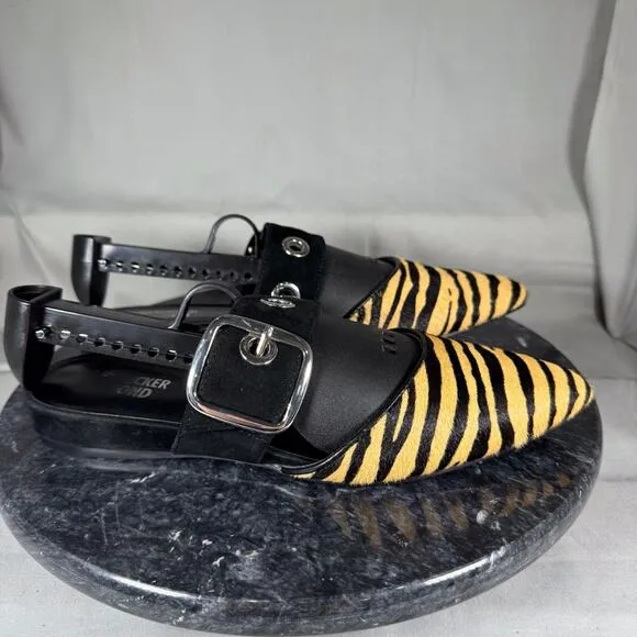 Bleecker &amp; Bond Zada Animal Print Calf-Fur Mule Flats Women's Size 6M US
