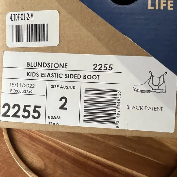 Blundstone 2255 Chelsea Boots Black Patent Shoes Leather Size 2 UK US 3.5