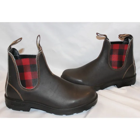Blundstone 2307 Women's Low Heel Chelsea Boots US 8 BROWN RED BLACK PLAID NIB