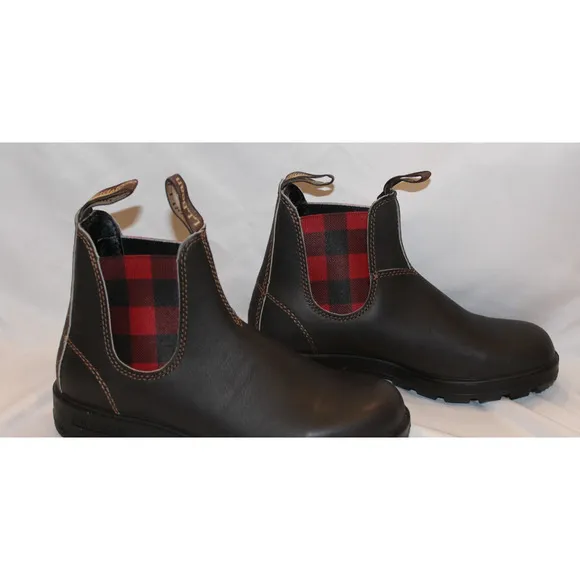 Blundstone 2307 Women's Low Heel Chelsea Boots US 8 BROWN RED BLACK PLAID NIB