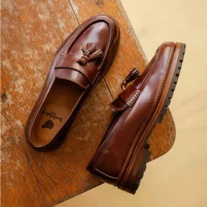 Bobbies Paris Men's Roy Tassel Leather Loafer in &quot;Coffee Liqueur&quot; Sz FR 42 US 9