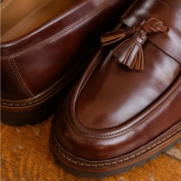 Bobbies Paris Men's Roy Tassel Leather Loafer in &quot;Coffee Liqueur&quot; Sz FR 42 US 9