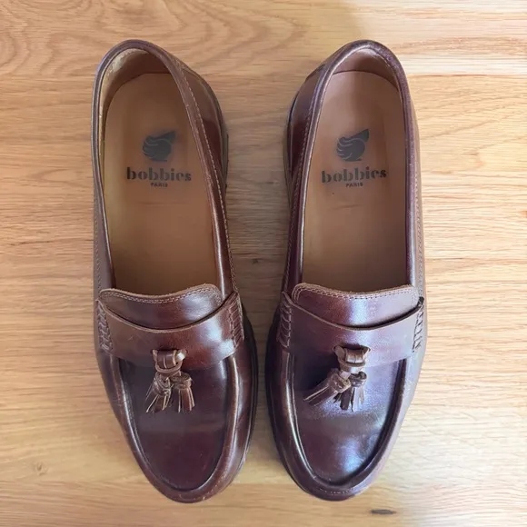 Bobbies Paris Men's Roy Tassel Leather Loafer in &quot;Coffee Liqueur&quot; Sz FR 42 US 9