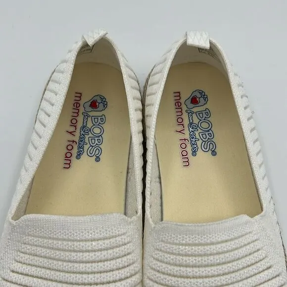 Bobs Skechers flexpadrille White iridescent sneakers slip-on size 8 B11
