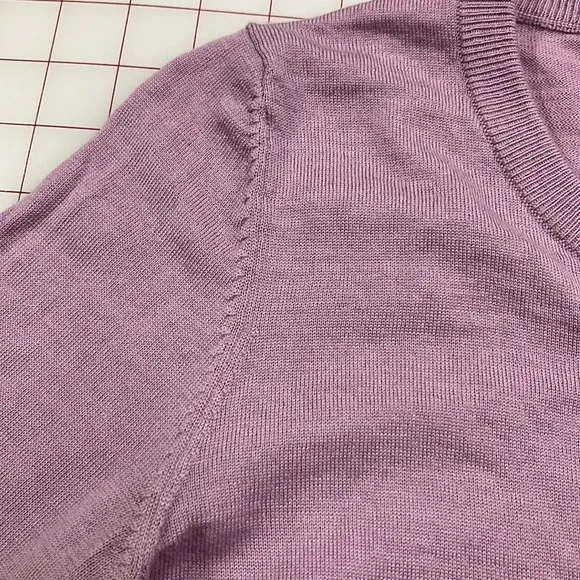 BODEN Wool Lilac Jewel Snap 3/4 SLV Knit Cardigan Sweater SZ 4