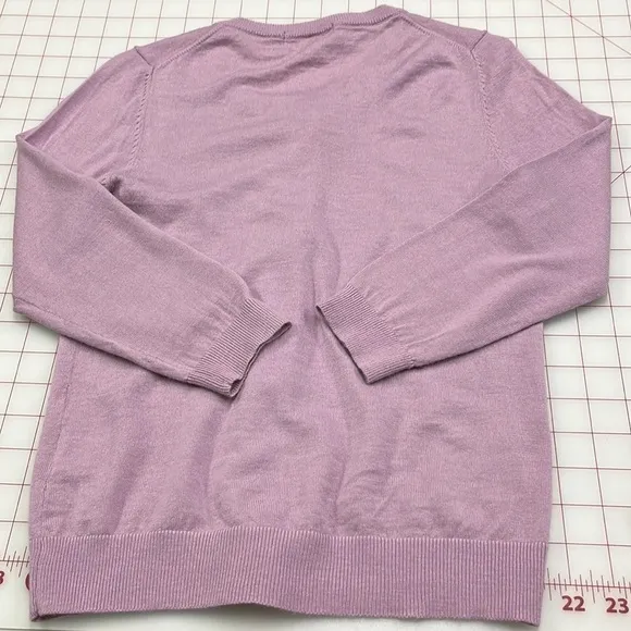 BODEN Wool Lilac Jewel Snap 3/4 SLV Knit Cardigan Sweater SZ 4