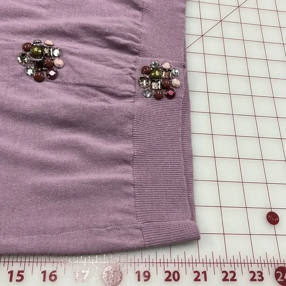 BODEN Wool Lilac Jewel Snap 3/4 SLV Knit Cardigan Sweater SZ 4