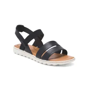 BORN Black Leather Olly Comfort Sandals