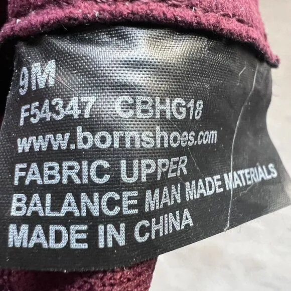 Born Meggs Too Knit Burgundy Fabric Sock Bootie Block Heel Women’s 9 M