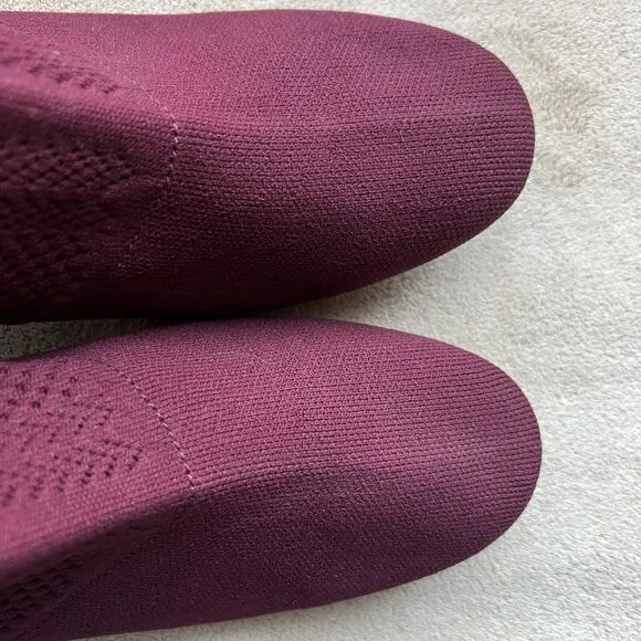 Born Meggs Too Knit Burgundy Fabric Sock Bootie Block Heel Women’s 9 M