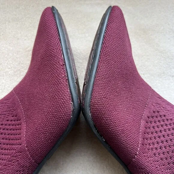 Born Meggs Too Knit Burgundy Fabric Sock Bootie Block Heel Women’s 9 M
