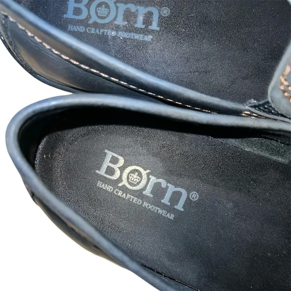 Born Men's Caleb Black Leather Loafers Size 9 Slip On Full Grain Comfort Shoes