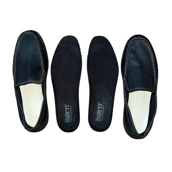 Born Men's Caleb Black Leather Loafers Size 9 Slip On Full Grain Comfort Shoes