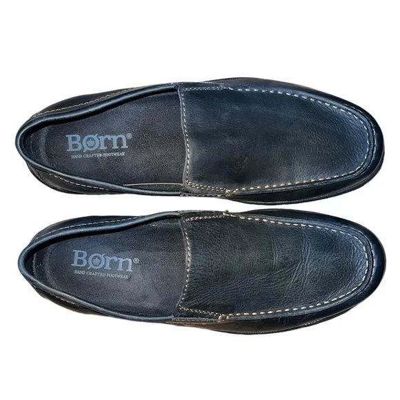 Born Men's Caleb Black Leather Loafers Size 9 Slip On Full Grain Comfort Shoes