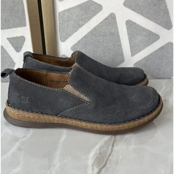 Born Mens Sz 9 Eu 42 Bryson Blue Distressed Suede Leather Slip On loafers Shoes