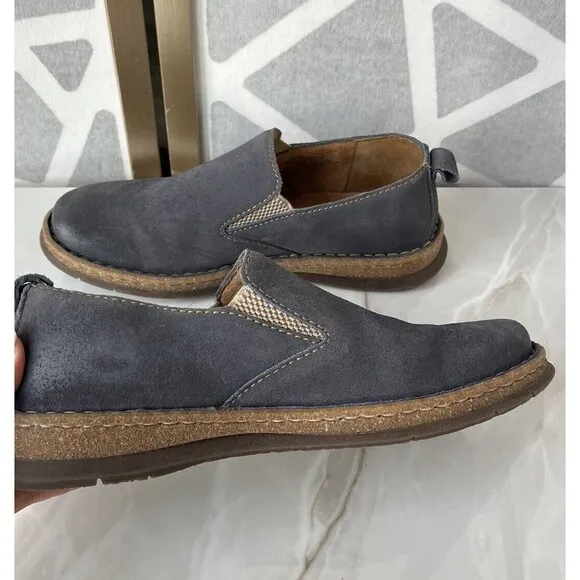 Born Mens Sz 9 Eu 42 Bryson Blue Distressed Suede Leather Slip On loafers Shoes