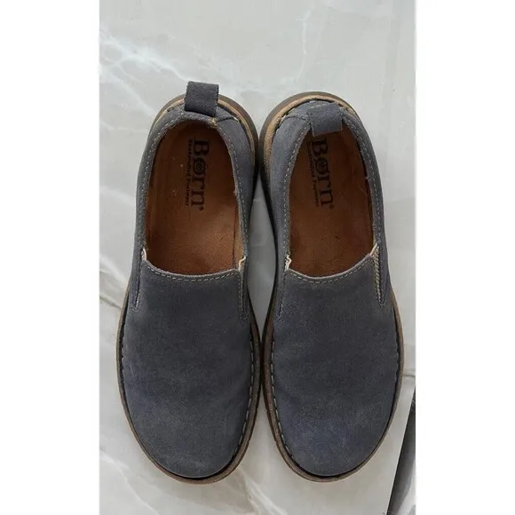 Born Mens Sz 9 Eu 42 Bryson Blue Distressed Suede Leather Slip On loafers Shoes