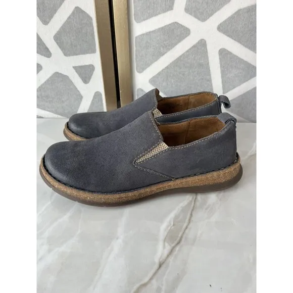 Born Mens Sz 9 Eu 42 Bryson Blue Distressed Suede Leather Slip On loafers Shoes