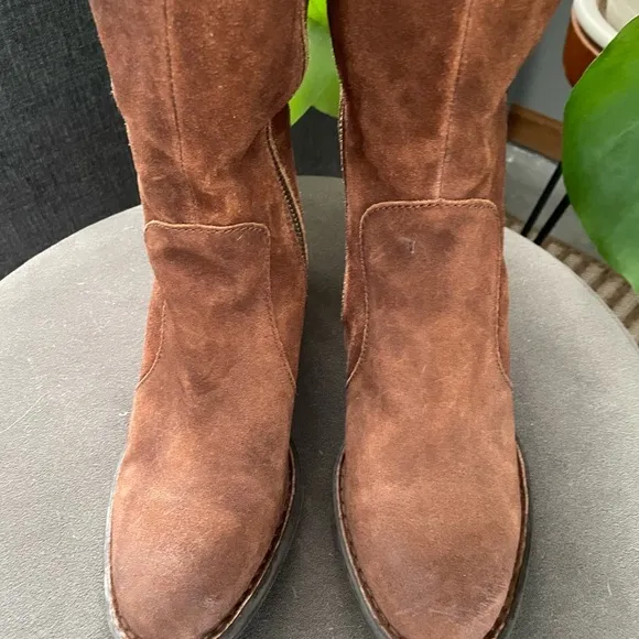 Born Womens 7.5M Felicia Tobacco Suede Boots Back Lace Up Boho