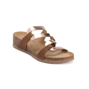BOS. &amp; CO. Brown/pink Made In Italy Leather Luzzi Wedge Sandals