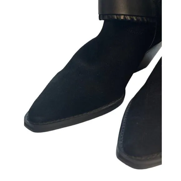 Bos. &amp; Co. Tartan Pointed Toe Boots Black Suede Size 8 (39 EU) NEW
