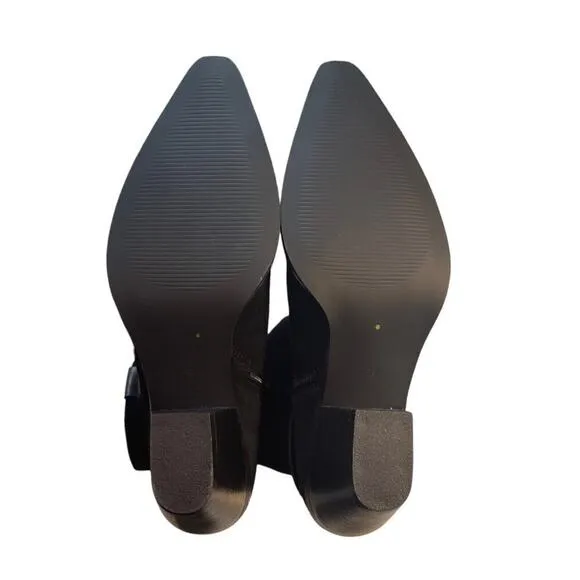 Bos. &amp; Co. Tartan Pointed Toe Boots Black Suede Size 8 (39 EU) NEW