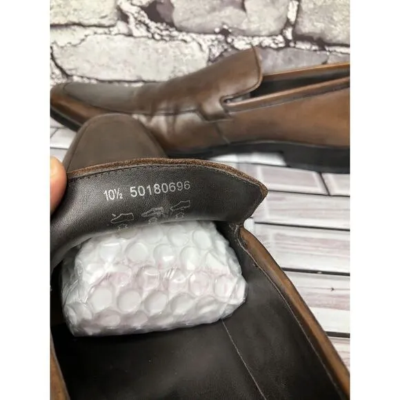 BOSS Hugo Boss Brown Leather Slip On Loafers Dress Shoes Men’s Sz 10.5M US/44EU
