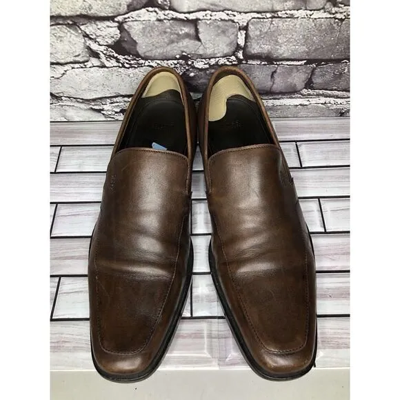 BOSS Hugo Boss Brown Leather Slip On Loafers Dress Shoes Men’s Sz 10.5M US/44EU