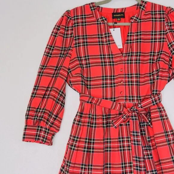 Boswell Tartan Plaid Yanis Button Up Midi Dress size small