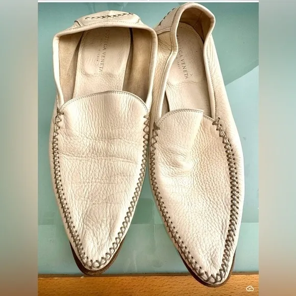 Bottega Veneta Men's Beige Leather Loafers Made In Italy- LT3100