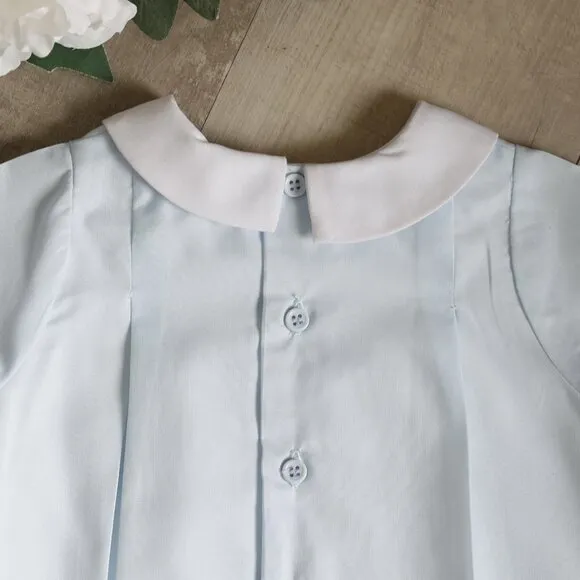 Boy's Blue and White Romper Boutique Special Occasion Portrait Vacation NWT
