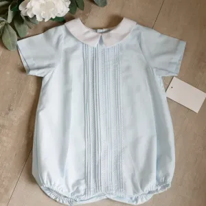 Boy's Blue and White Romper Boutique Special Occasion Portrait Vacation NWT