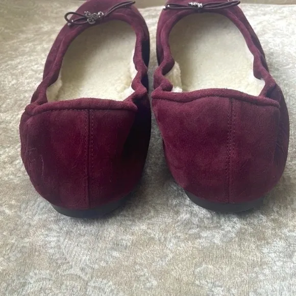 Brand New SAM EDELMAN Felicia Genuine Suede Bow Ballet Flats Burgundy Loafers