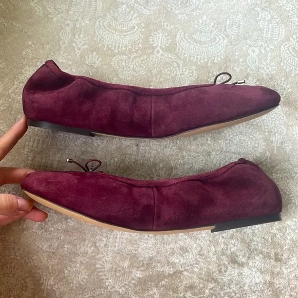 Brand New SAM EDELMAN Felicia Genuine Suede Bow Ballet Flats Burgundy Loafers