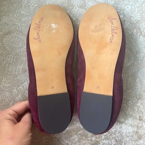 Brand New SAM EDELMAN Felicia Genuine Suede Bow Ballet Flats Burgundy Loafers